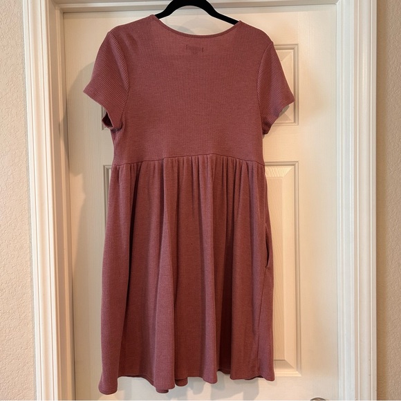 XL Wild Fable Dusty Rose Waffle Knit Empire Tee Dress - Picture 5 of 6